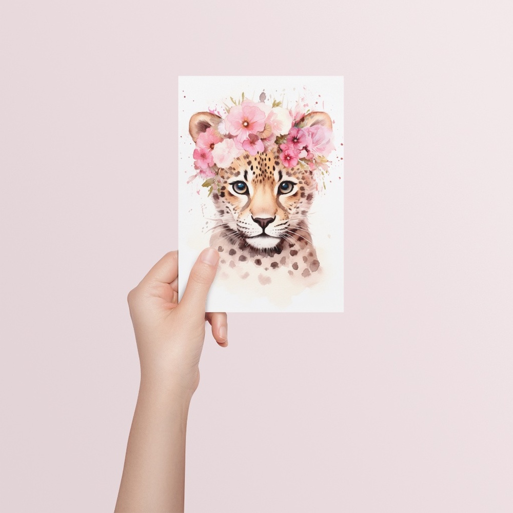 Watercolor Leopard Portrait Wall Art Illustration Print Poster Unframed - Picture 5 of 6